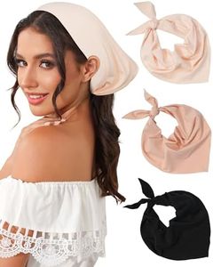 AWAYTR Triangle Head Scarf Hair Bandanas for Women Bandana Headband Scarf Tie-Back Head Coverings Headscarf for Girls (Black/Khaki/Brown)