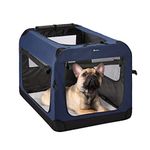 Veehoo Folding Soft Dog Crate, 3-Door Portable Collapsible Pet Kennel for Crate-Training Dogs, 5 x Durable Mesh Screen, 600D Cationic Oxford Fabric, Indoor & Outdoor Use, 24", Dark Blue