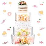 3 Pcs Acrylic Cake Stand Clear Cake Riser Cake Cupcake Dessert Display Stand Cake Tier Round Cylinder Display Riser Display Box for Wedding Birthday Party, Inch, 8 Inch and 10 Inch