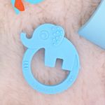 R for Rabbit Tiny Bites Zoobie Teether for Baby of 4 Month+ Cute Elephant Shape Food Grade BPA-Free Soft Silicone Kids Teething Soothing Chewing Toy (Blue)
