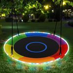 Trekassy 700lbs 40 Inch Saucer Tree Swing for Kids Adults Outdoor with LED Lights, 2 Tree Hanging Straps