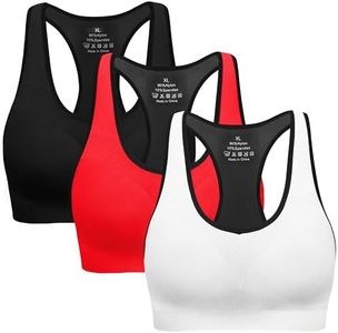 MIRITY Women Racerback Sports Bras - High Impact Workout Gym Activewear Bra, Black White Dark-red, 3X-Large