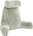 Husband Pillow Medium Desert Sage, Backrest for Kids, Teens, Petite Adults - Reading Pillows with Arms, Adjustable Plush Memory Foam, Bed Rest Chair Sitting Up, Detach Neck Roll, Removable Cover