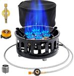 Husyop 3 in 1 Portable Windproof Camping Stove Gas Cooking Burner, 21000W Propane Burners with Piezo Ignition and Carrying Bag for Outdoor Backpacking Picnic Hiking, YYL1229