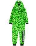 Minecraft Creeper Onesie For Boys & Girls | Kids Green Soft Pixelated Sleepsuit with Creeper Face Hood | Children’s Gamer All In One Pyjamas Gift