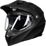 ILM Off Road Motorcycle Dual Sport Helmet Full Face Sun Visor Dirt Bike ATV Motocross DOT Approved (M, Matte Black)