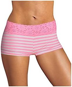 Maidenform Women's Dream Cotton Boyshort, Pink Ribbon Stripe, Large/7