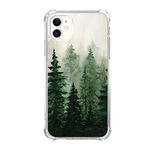 Sundwugzh Watercolor Tree Spruce Case Compatible with iPhone 11, Green Forest Nature Art Case for iPhone 11 for Teen Men Women, Trendy Cool TPU Bumper Case Cover