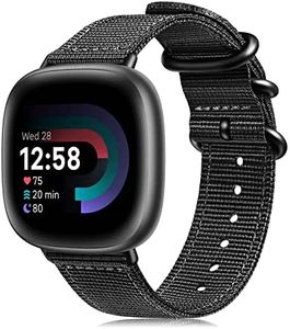 Fintie Band Compatible with Fitbit Versa 4 / Sense 2 / Fitbit Versa 3 / Fitbit Sense, Soft Woven Nylon Sport Replacement Strap Wrist Bands, Black