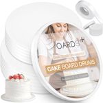 Sleek Cake Board Drum 10 & 12 Inch (2 Sizes, 10 Pack Total) | Free Prop Up Tool & Matching Ribbon | 1/2" Thick Cake Board Rounds | Sturdy & Greaseproof Cake Circles For Presenting Heavy/Tiered Cakes