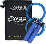 WOD Nation Attack Speed Jump Rope : Adjustable Jumping Ropes : Unique Two Cable Skipping Workout System : One Thick and One Light 11 Foot Cable : Perfect for Double Unders For High Intense : Fits Men and Women