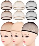 MORGLES Mesh Net Wig Cap, Brown & Beige & Black