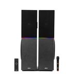 AKAI Twin Tower Speaker 120W - RGB LED Lights Tower Speaker for Home Theater with Wireless Mic - Immersive Sound, Karaoke Ready, Inbuilt FM, HDMI ARC, USB, AUX, Bluetooth - TS 120