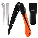 Lumo-X 3-in-1 8.5'' Folding Saw with 3 Blades and Nylon Sheath Pouch, Cut Hardwood, Plastic for Outdoor Camping, Hunting, Bushcraft, Handfolding Blades