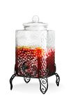 Style Setter Homestead Beverage Dispenser Cold Drink Dispenser w/ 2.5-Gallon Capacity Glass Jug, Metal Rack & Leak Proof Acrylic Spigot Great for Parties, Weddings & More