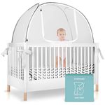 Pro Baby Safety Pop Up Crib Tent, Fine Mesh Crib Netting Cover to Keep Baby from Climbing Out, Falls and Mosquito Bites, Safety Net, Canopy Netting Cover - Sturdy & Stylish Infant Crib Topper