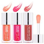 3PCS Hydrating Lip Glow Oil Long Lasting Plumping Lip Gloss Transparent Toot Lip Balm Moisturizing Lip Oil Repairing Lip Lines and Prevents Dry Cracked for Lip Care and Dry Lips 1#+2#+3#