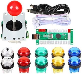 Fosiya Encoder USB a 1 giocatore per PC Arcade Joystick Red Top Ball + 10 x 5V LED Arcade Pulsanti per Arcade PC Games Mame Raspberry Pi