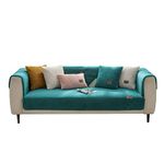 VanderHOME Sofa Cover 1 2 3 4 Seater, Lambswool Couch Cover,Universal Non-Slip Corner Sofa Cover L Shape Super Soft Autumn Winter Sofa Slipcovers for Living Room 70 * 150cm-Green-Backrest (1 PC)