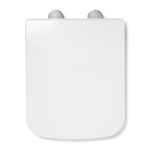 Croydex Leven Square Toilet Seat Soft Close - Quick Release Button for Easy Cleaning and Adjustable Hinges with Top and Bottom Fixings Included, Antibacterial Durable Seat (White)