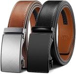 Zitahli Ratchet Belt for Men - Mens belt Leather 2 Packs with 1 3/8" Brown Black Belt in Gift Set Box - Micro Adjustable Belt, Basic Black/Dark Brown