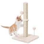 Dohump Cat Scratching Post, 54cm Tall Indoor Claw Scratcher with Premium Natural Sisal Rope, Heavy Base Covered Soft Smooth Plush for Kittens, Beige