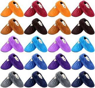 Mepase 20 Pairs Bowling Shoe Protector Covers Non Slip Reusable Shoe Covers Washable Flannel Bowling Ball Shoe Cover for Women Men Adults Bowling Sport Accessories, One Size, 10 Colors