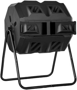 43 Gallon Compost Bin Outdoor Tumbling Composting Bins Compost Tumbler Bucket Trash Can w/Dual Chamber Sliding Doors for Garden Patio,Black Door