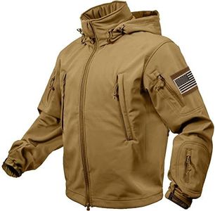 Rothco Special Ops Tactical Soft Shell Jacket with Patches Bundle (Medium, Coyote Brown with Khaki Patches)