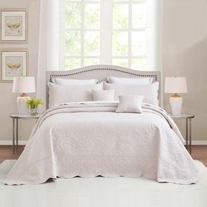 Blythease Oversized King Bedspread 128x120 Extra Wide, Ultrasonic Lightweight Bedding Cover, Paisley Pattern, Reversible, 5 Piece, 100% Microfiber, Gray Lilac