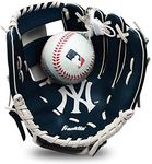 Franklin Sports MLB Youth Teeball Glove and Ball Set - Kids New York Yankees Baseball and Teeball Glove and Ball - Perfect First Kids Glove - 9.5", Team Specific, One Size (76099F10)