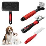 Auch 4 Pieces Dog Dematting Comb Poodle Brushes for Grooming Pet Cat Cleaning Slicker Brush Steel Comb Pet Grooming Tool for Removing Hair Knots Dogs Pets