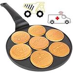 Car & Truck Mini Pancake Pan - Make 7 Unique Flapjack Cars, Nonstick Pan Cake Maker Griddle for Breakfast Fun & Easy Cleanup, Unique Morning Treat or Special Birthday Baking Gift for Kids