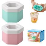 2 PCS Silicone Ice Cube Moulds, Ice Maker Cup Silicone Ice Bucket, Ice Cube Trays Silicone with Lid, Press-Type Easy-Release Ice Cubes Maker, Reusable Ice Bucket Ice Cube Tray