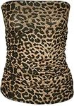 Womens Animal Aztec Print Strapless Ruched Boob Tube Ladies Bandeau Top - Leopard - 8-10