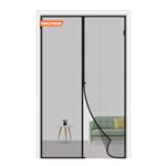 MAGZO Fly Screens for Doors 90 X 210 CM, Sturdy Fly Nets Magnetic Sealing Tear-Proof Easy Access to Room, Grey