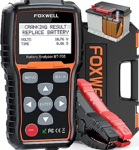 FOXWELL BT705 Car Battery Tester 12V 24V, Automotive 100-2000CCA Battery Load Tester Battery Analyzer Digital Charging System Alternator Tester Cold Cranking for Heavy Duty Truck Boat Marine SUV ATV