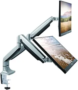 TechOrbits Universal Desk Mount for Dual Monitor - Fits Two 13-30" Monitors with Swivel & Clamp