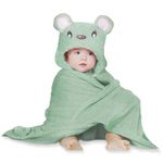 MY NEWBORN Baby Towel Bathrobe Hooded Blanket Wrapper- Green Puppy