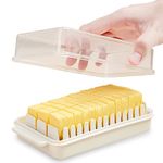 payanwin Butter Keeper, Butter Divider Storage Box Cheese Storage Butter Dish with Lid, No Mess Lid, Plastic, Dishwasher Safe (White)