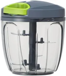 Ourokhome Manual Food Processor Vegetable Chopper, Portable Hand Pull String Garlic Mincer Onion Cutter for Veggies, Ginger, Fruits, Nuts, Herbs, etc., 900ml, Grey