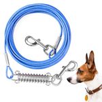 Tie Out Cable for Dogs, 20/50/30/ 100FT Dog Leads for Yard Chew Proof, Heavy Duty Dog Tie Out Cable for Large Dogs Up to 250lbs, Durable Dog Runner Tether Line for Outdoor (Blue 120lbs 20ft)