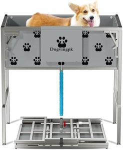 Dogvingpk Foldable Elevated Dog Bathtub with Drain 300 lb Capacity Portable Pet Shower Wash Station for Bathing Grooming Small Medium and Large Dogs, and Indoor Outdoor Use (2 PVC-TUB-L)