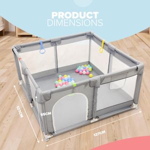 Kidoola Baby Playpen, Grey 127x127cm – Safe Indoor Play Yard