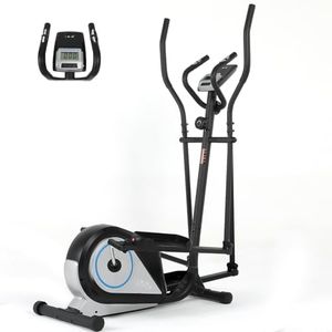 ISE Vélo Elliptique d'Appartement Magnétique, Vélos Elliptiques Maison/Bureau, Ecran LCD, avec 8 Niveaux Résistance, Affichage LCD Impulsion, Volant d'Inertie Magnétique, Velo Elliptique Cardio