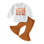 Toddler Baby Girls Big Sister Little Sis Matching Outfit 2PCS Pants Set Infant Sweatshirt + Sweatpants Fall Spring Tracksuit Clothes (18-24 Months, E-Little Sister)