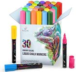 Liquid Chalk Markers 30 Colors By Positive Art: Bright Colors, Painting and Drawing For Kids and Adults, Window and Board Art For Bistros, Bars and Stores, Easy To Wipe and Use, Reversible Tip