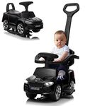 VOLTZ TOYS Push Car for Kids, Licensed M5 4-in-1 Push Pedal Ride on Car for Baby, Foot to Floor Sliding Slider Ride-on Car with Push Bar, Leather Seat, LED Lights, Horn, Foot Rest and Rocking Chair Rails(BLACK)