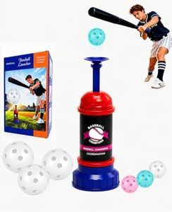 Baseball Tee Batting Popper Trainer, Beginner Friendly for Adult & Youth 40" Consistent Launch Without a Pitcher, Portable Solo Hitting Training Equipment with 6 Ball for Indoor Outdoor Backyard Park