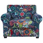 hyha Printed Couch Chair Cover - Floral Pattern Sofa Cover with Separate Cushion Cover, 2 Piece Stretch Armchair Slipcover Washable Furniture Protector (Armchair, Paisley Floral)